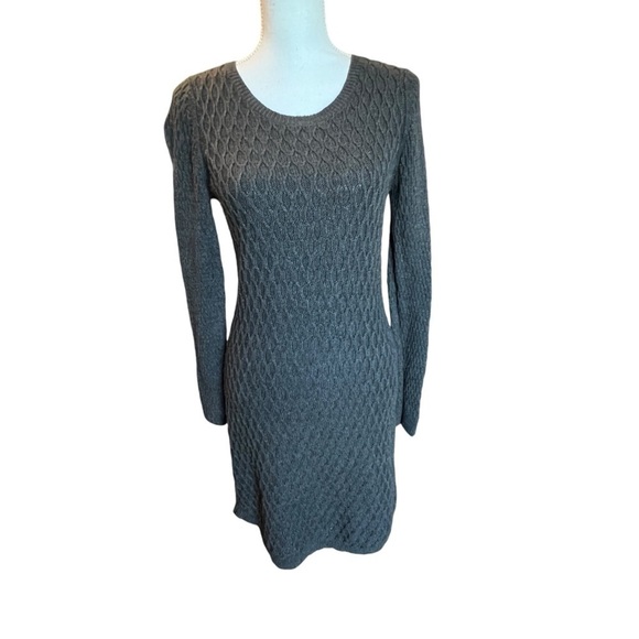 Loft Dress Womens Size Small Knit Gray Stretch Long Sleeve Wool Blend - Picture 1 of 8